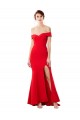 Off the Shoulder Sweetheart Maxi Crepe Prom Dress With Thigh Split and Train Clearance