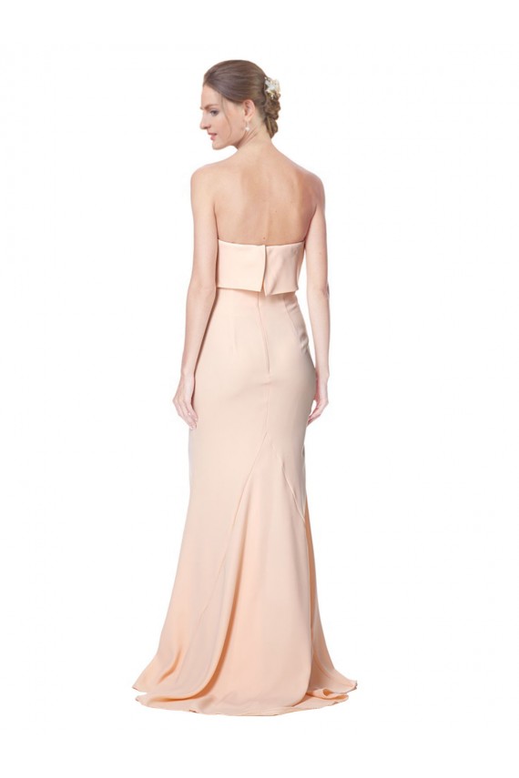 High Neck Strapless Long Crepe Maxi Prom Dress with Overlay Clearance