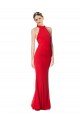 Halter Neck Keyhole Back Sleeveless Crepe Maxi Prom Dress Clearance