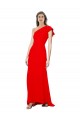 High Neck Ruffle Frill One Shoulder Maxi Crepe Prom Dress Clearance