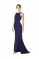 Fishtail High Neck Maxi Crepe Bridesmiad Dress with Strappy Back Detail Clearance