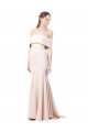 Mermaid Bardot Maxi Crepe Bridesmiad Dress with Fishtail Train Clearance