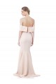 Mermaid Bardot Maxi Crepe Bridesmiad Dress with Fishtail Train Clearance