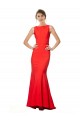High Neck Maxi Crepe Bridesmiad Dress with Exaggerated Back Ruffle Clearance