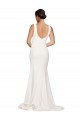 Square Neck Long Sheath Sweep Train Crepe Prom Dress  Clearance