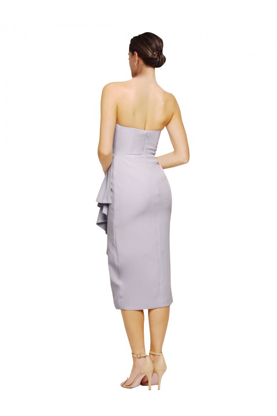 Short Strapless Crepe Cocktail Prom Dress / Homecoming Dress with Ruffles Clearance