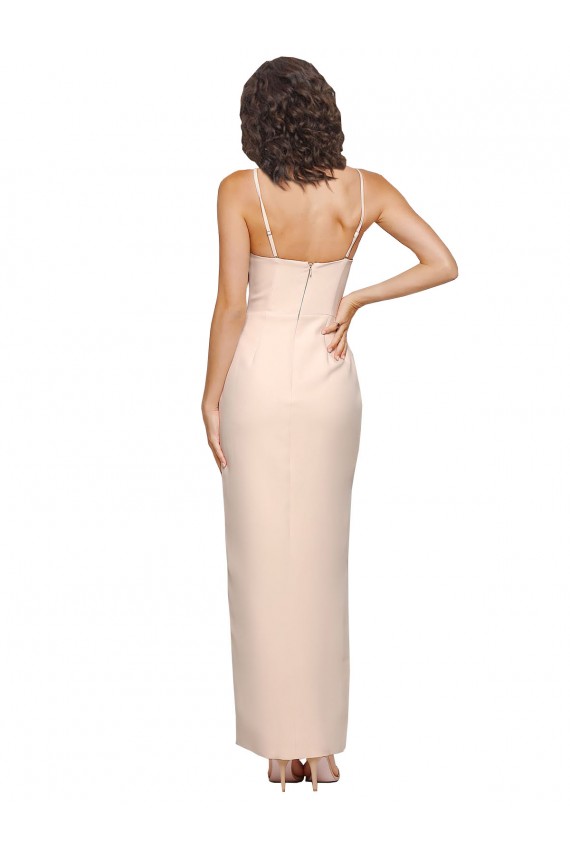 Long Full Length Ruffles Strapless Low Back Crepe Prom Dress with Straps Clearance