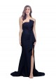 Long Strapless Sweep Train Low Back Crepe Prom Dress Clearance