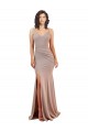Fishtail Shape V-Neck Crepe Prom Dress with Slit Clearance