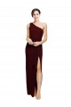One Shoulder Sheath Crepe Prom Dress with High Side Split Clearance
