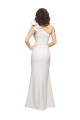 One Shoulder Long Full Length Crepe Prom Dress with Ruffles and Side Split Clearance