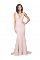 Deep Plunging V-Neckline Full Length Crepe Prom Dress with Deep V-Backline Clearance