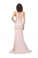 Deep Plunging V-Neckline Full Length Crepe Prom Dress with Deep V-Backline Clearance