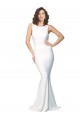 High Neck Low V-Back Long Crepe Prom Dress Clearance