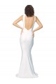 High Neck Low V-Back Long Crepe Prom Dress Clearance
