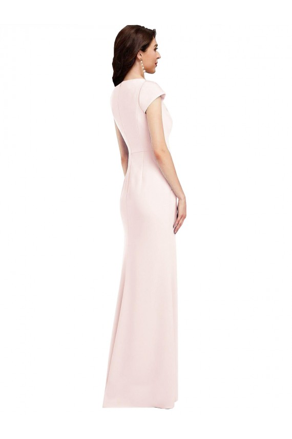 Cap Sleeve A-Line Crepe Prom Dress with Pockets Clearance
