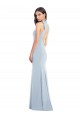 Halter Bow Neck Open Back Soft Full Length Trumpet Prom Dress Clearance