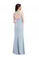 Open Back Halter Maxi Crepe Prom Dress with Draped Bow Clearance