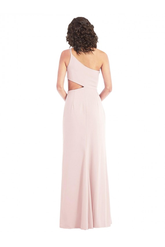 Flirty One Shoulder Midriff Cutout Maxi Crepe Prom Dress Clearance