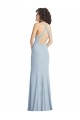 High Neck Halter Crepe Prom Dress with Twist Criss Cross Back Clearance