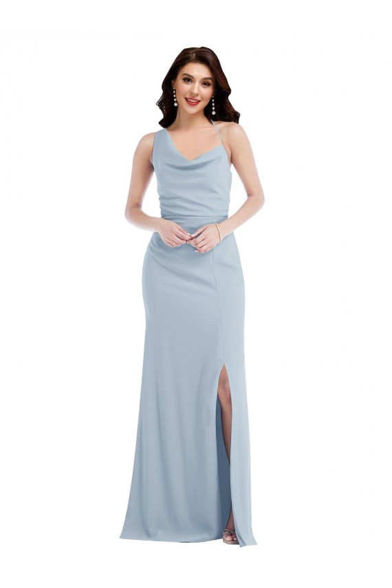 One Shoulder Draped Cowl Neck Maxi Prom Dress Clearance