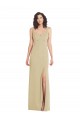 Wide Strap Slash Cutout Empire Crepe Prom Dress with Front Slit Clearance