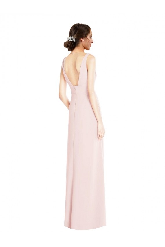 Square Neck Low Back A-Line Prom Dress with Front Slit and Pockets Clearance