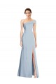Asymmetrical Off the Shoulder Cuff Trumpet Crepe Prom Dress With Front Slit Clearance