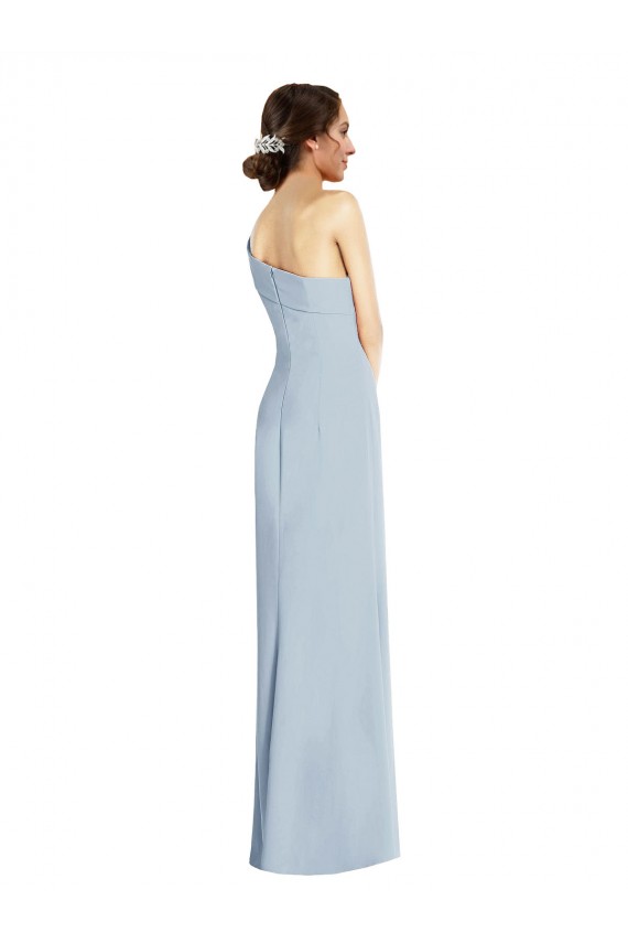 Asymmetrical Off the Shoulder Cuff Trumpet Crepe Prom Dress With Front Slit Clearance