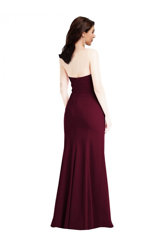 Strapless Crepe Maxi Prom Dress with Front Slit Clearance