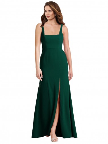 Square Neck Trumpet Maxi Prom Dress with Front Slit Clearance