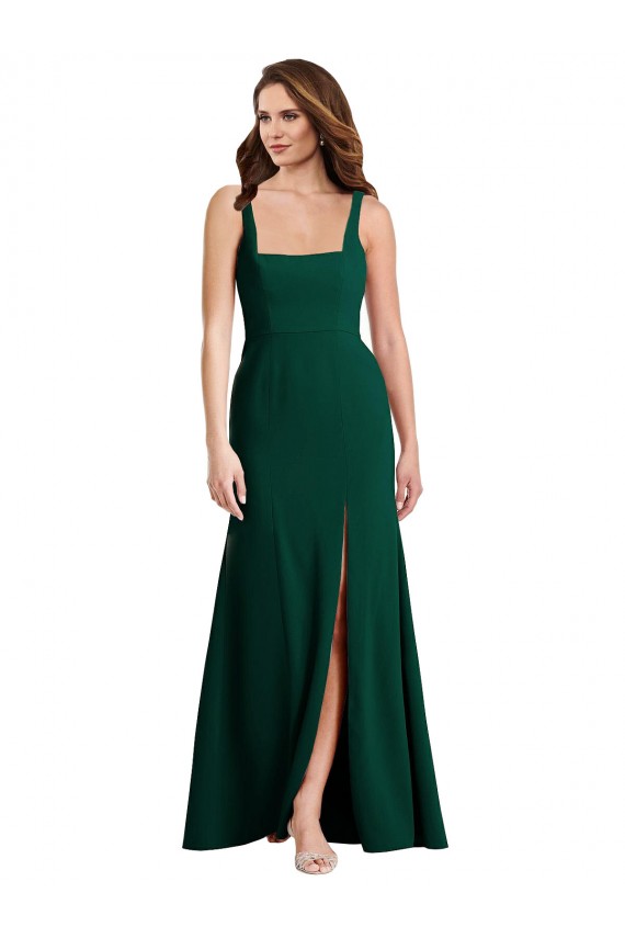 Square Neck Trumpet Maxi Prom Dress with Front Slit Clearance
