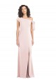 Off the Shoulder Tie Detail Trumpet Crepe Prom Dress with Front Slit Clearance