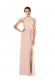 Halter Criss Cross Cutout Back Maxi Crepe Prom Dress Clearance