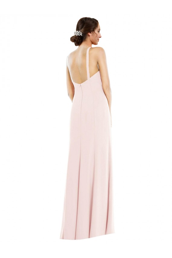 Criss Cross Halter Princess Line Trumpet Crepe Prom Dress Clearance