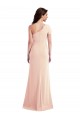 One Shoulder Cap Sleeves Trumpet Crepe Prom Dress with Front Slit Clearance