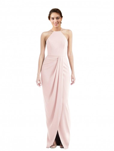 Halter Draped Tulip Skirt Maxi Prom Dress Clearance