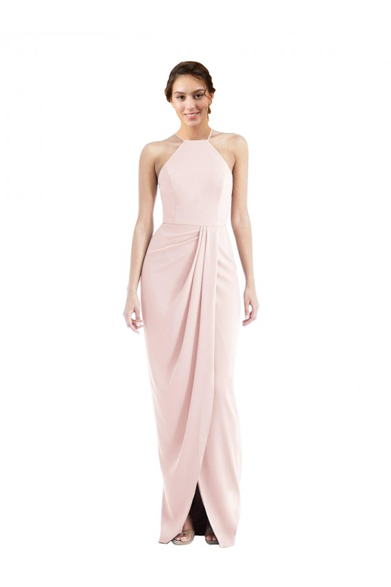 Halter Draped Tulip Skirt Maxi Prom Dress Clearance