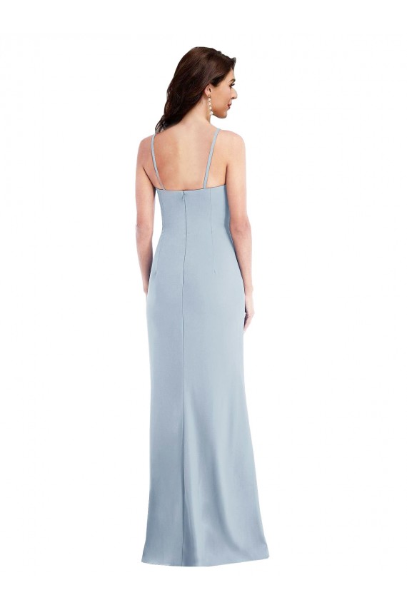 Flattering Trumpet Maxi Crepe Prom Dress with Front Slit Clearance