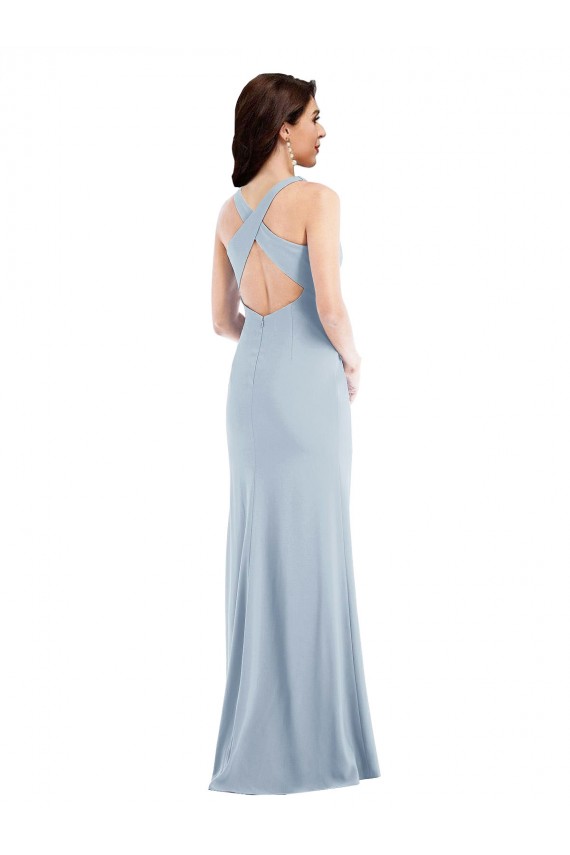 Criss Cross Cutout Back Maxi Prom Dress with Front Slit Clearance