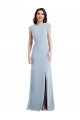 Cap Sleeve Open Back Trumpet Crepe Prom Dress with Front Slit Clearance