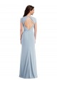 Cap Sleeve Open Back Trumpet Crepe Prom Dress with Front Slit Clearance
