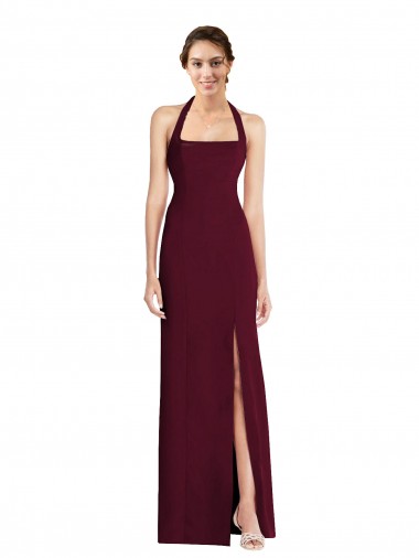 Tie Halter Open Back Trumpet Prom Dress Clearance