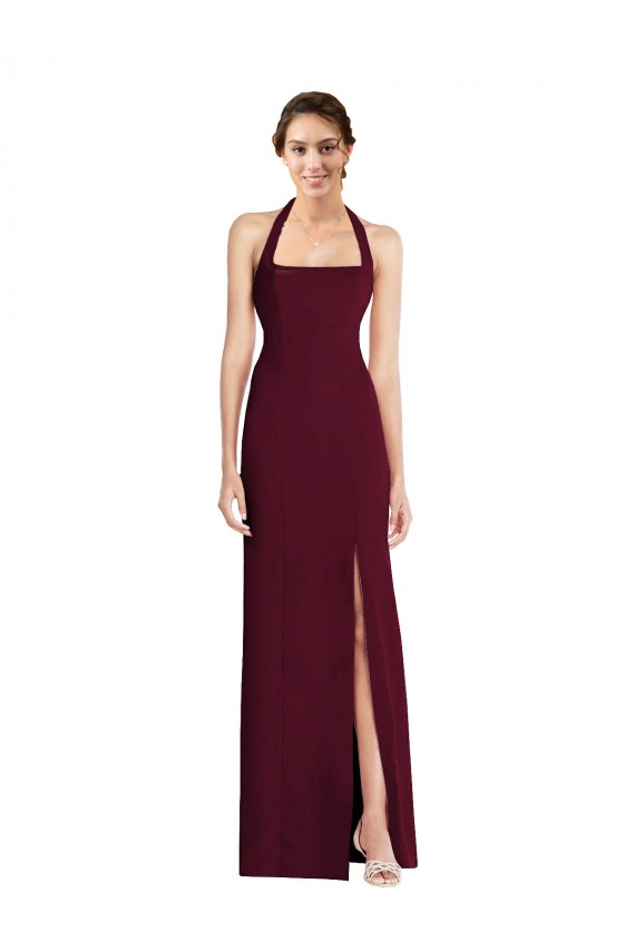 Tie Halter Open Back Trumpet Prom Dress Clearance