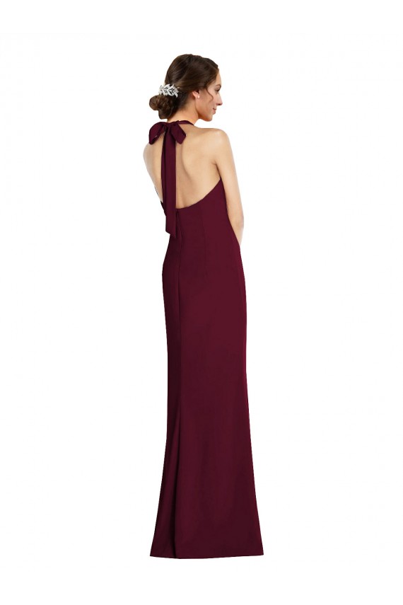 Tie Halter Open Back Trumpet Prom Dress Clearance