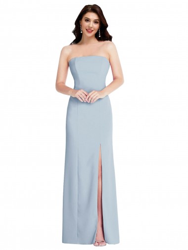Strapless Scoop Back Maxi Crepe Prom Dress with Front Slit Clearance