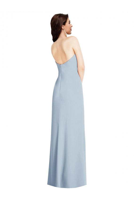Strapless Scoop Back Maxi Crepe Prom Dress with Front Slit Clearance