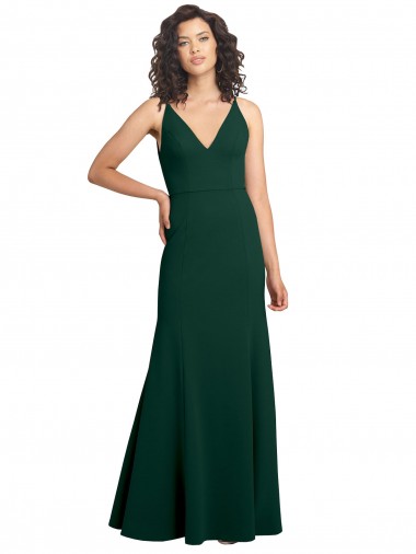 Form Fitting Stretch Crepe A-Line Prom Dress Clearance