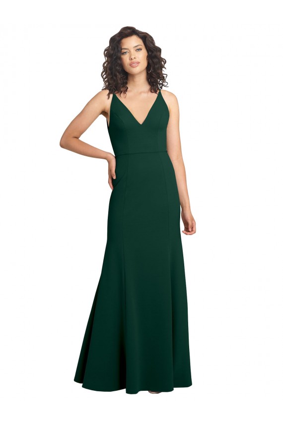 Form Fitting Stretch Crepe A-Line Prom Dress Clearance