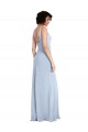 Slim Square Neck Fit and Flare Full Length Stretch Crepe Prom Dress Clearance